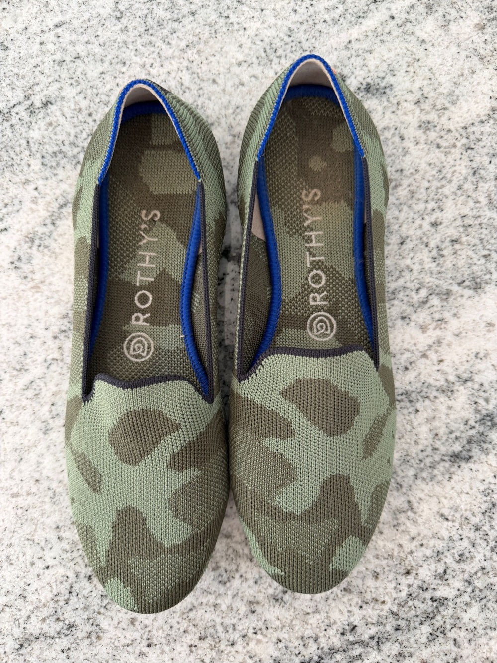 Rothy's Olive Camo Knit Slip-On Flats